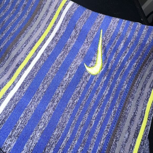 Nike Men’s Size XL Golf Tour Performance Blue/Yellow Logo Striped Button Polo - Picture 6 of 6